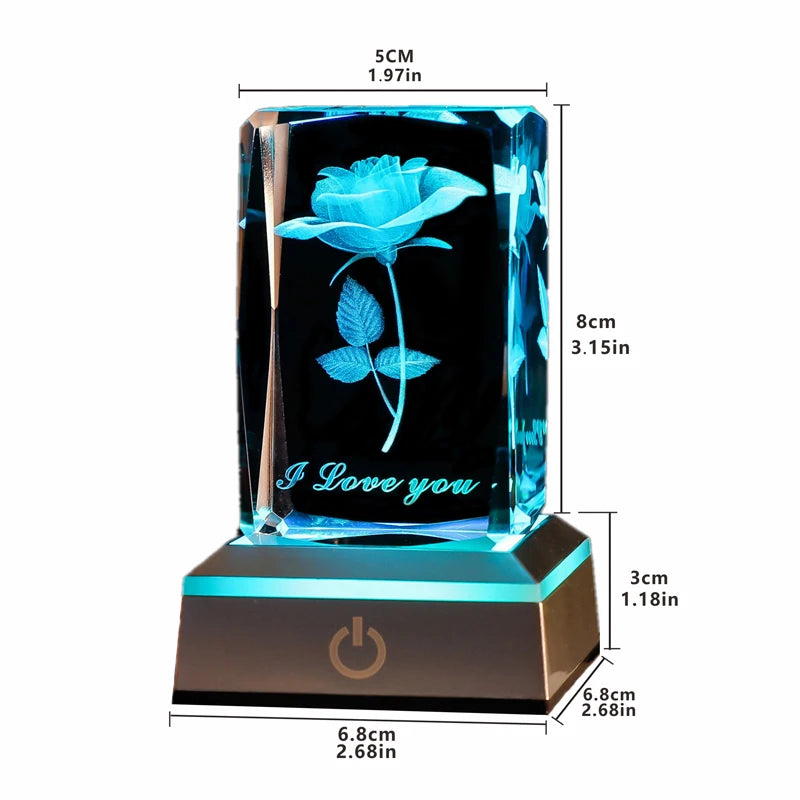 3D Rose Crystal Night Light™️