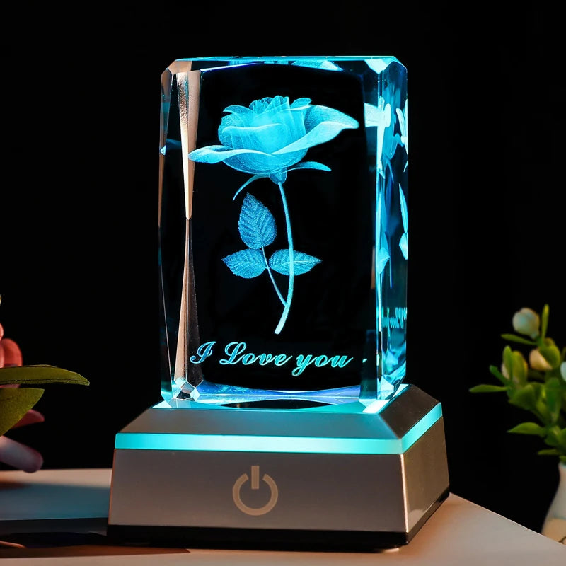 3D Rose Crystal Night Light™️