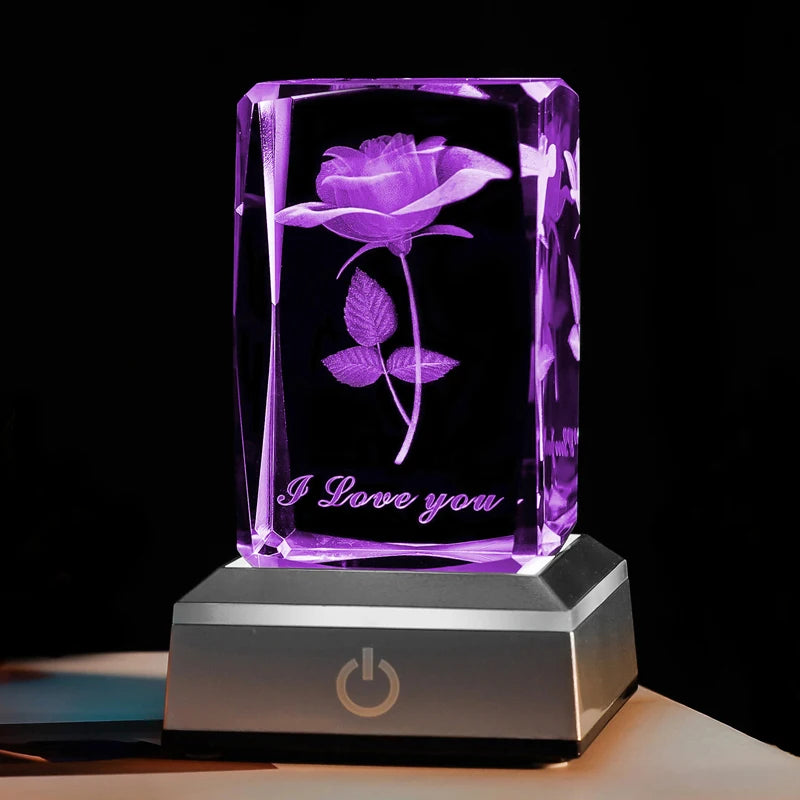 3D Rose Crystal Night Light™️